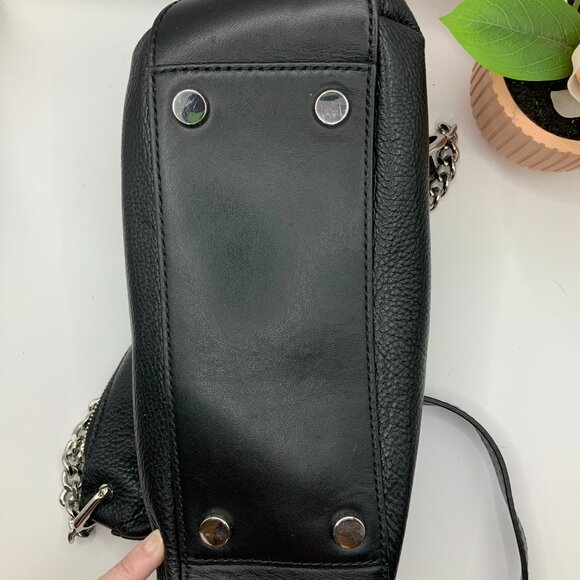 Michael Kors Lillie Black Classic Chain Strap Leather Crossbody Messenger Bag - Picture 8 of 9